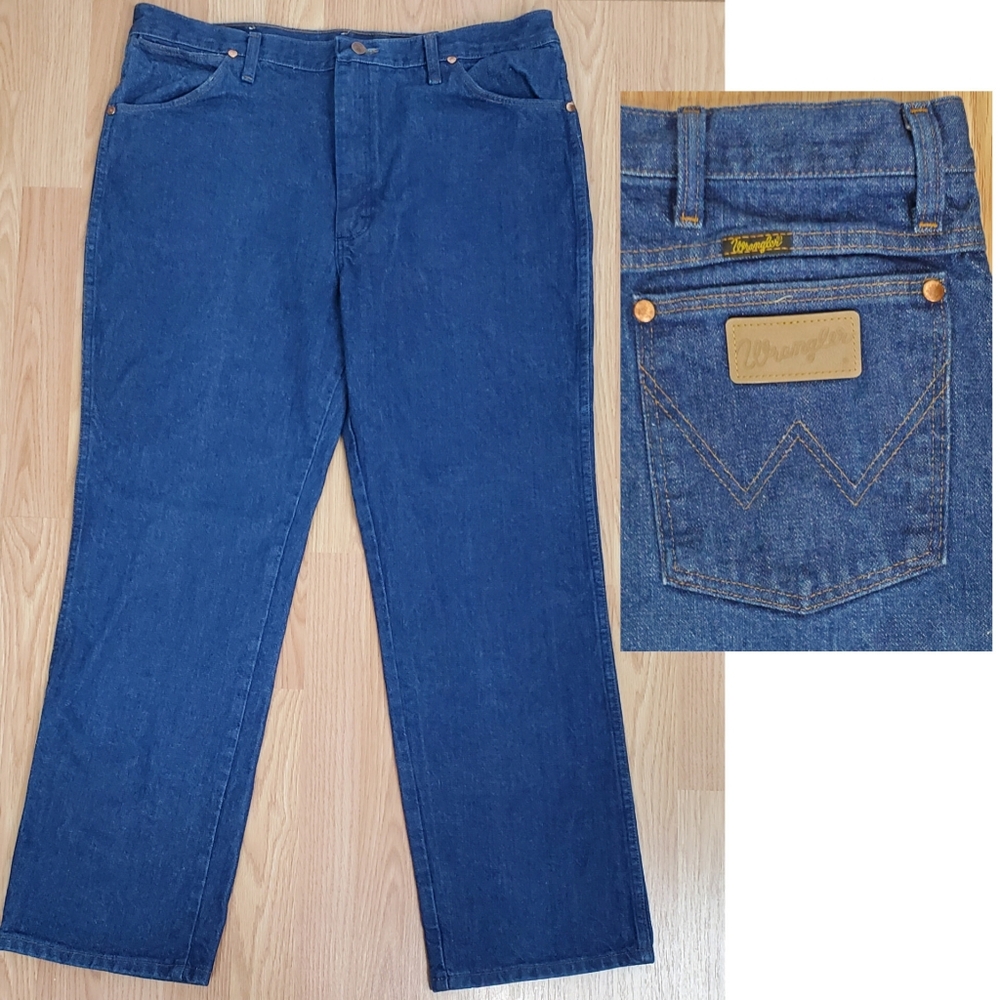 Wrangler mens 38x30 relaxed straight leg jeans blue relaxed baggy 90s vintage